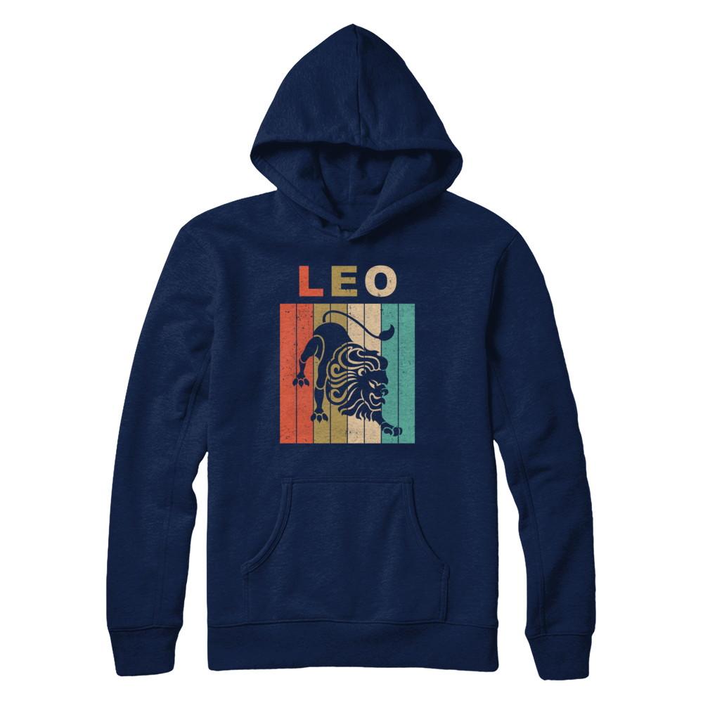 Vintage Leo Zodiac July August Birthday Gift-T-Shirt & Hoodie-Pullover Hoodie-Navy