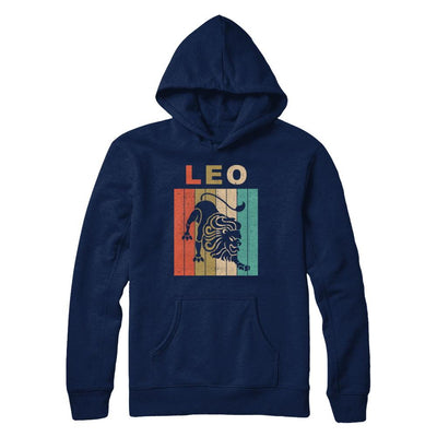 Vintage Leo Zodiac July August Birthday Gift-T-Shirt & Hoodie-Pullover Hoodie-Navy
