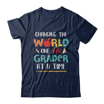 Changing The World One 4th Grader Back To School Teacher-T-Shirt & Hoodie-Classic T-Shirt-Navy
