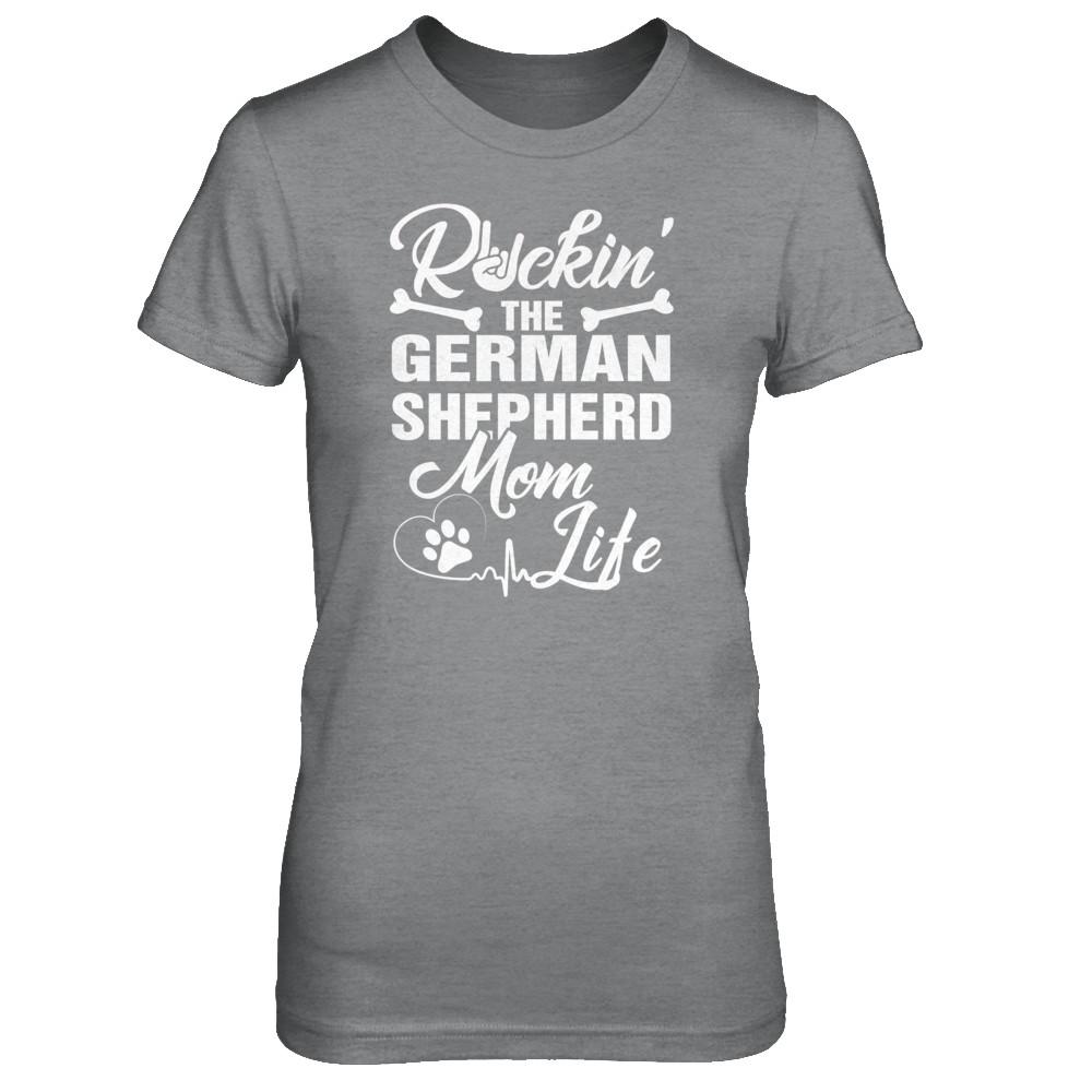 Rockin The German Shepherd Mom Life-T-Shirt & Tank Top-Women's T-Shirt-Sport Grey