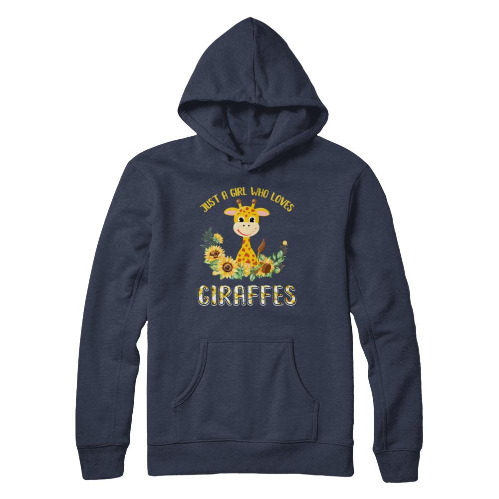Just A Girl Who Loves Giraffes And Sunflowers-T-Shirt & Hoodie-Pullover Hoodie-Navy