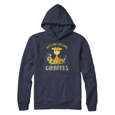Just A Girl Who Loves Giraffes And Sunflowers-T-Shirt & Hoodie-Pullover Hoodie-Navy
