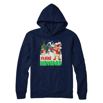 Fleece Navidad Sheep Lamb Christmas Gifts Spanish-T-Shirt & Sweatshirt-Pullover Hoodie-Navy