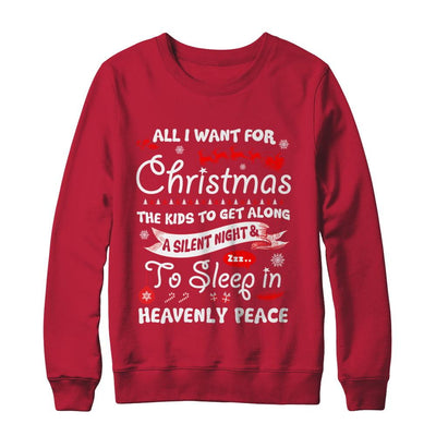 All I Want For Christmas The Kids To Get Along Asilent Night-T-Shirt & Sweatshirt-Crewneck Sweatshirt-Red