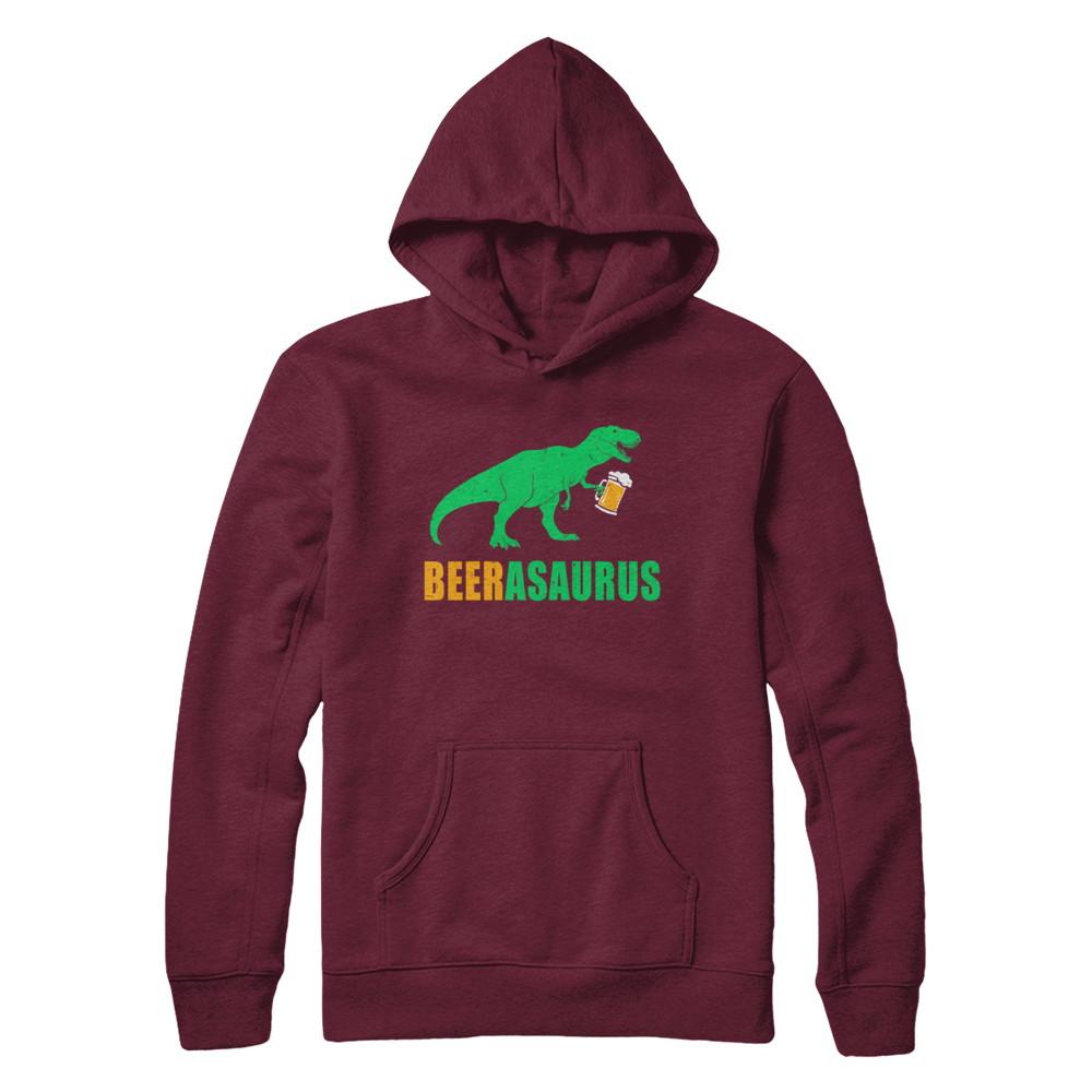 Beerasaurus Funny International Beer Day Dinosaur Gift-T-Shirt & Hoodie-Pullover Hoodie-Maroon