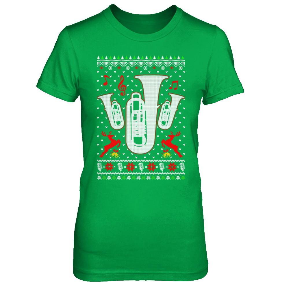 Santa Tuba Ugly Christmas Sweater Gifts-T-Shirt & Sweatshirt-Women's T-Shirt-Irish Green