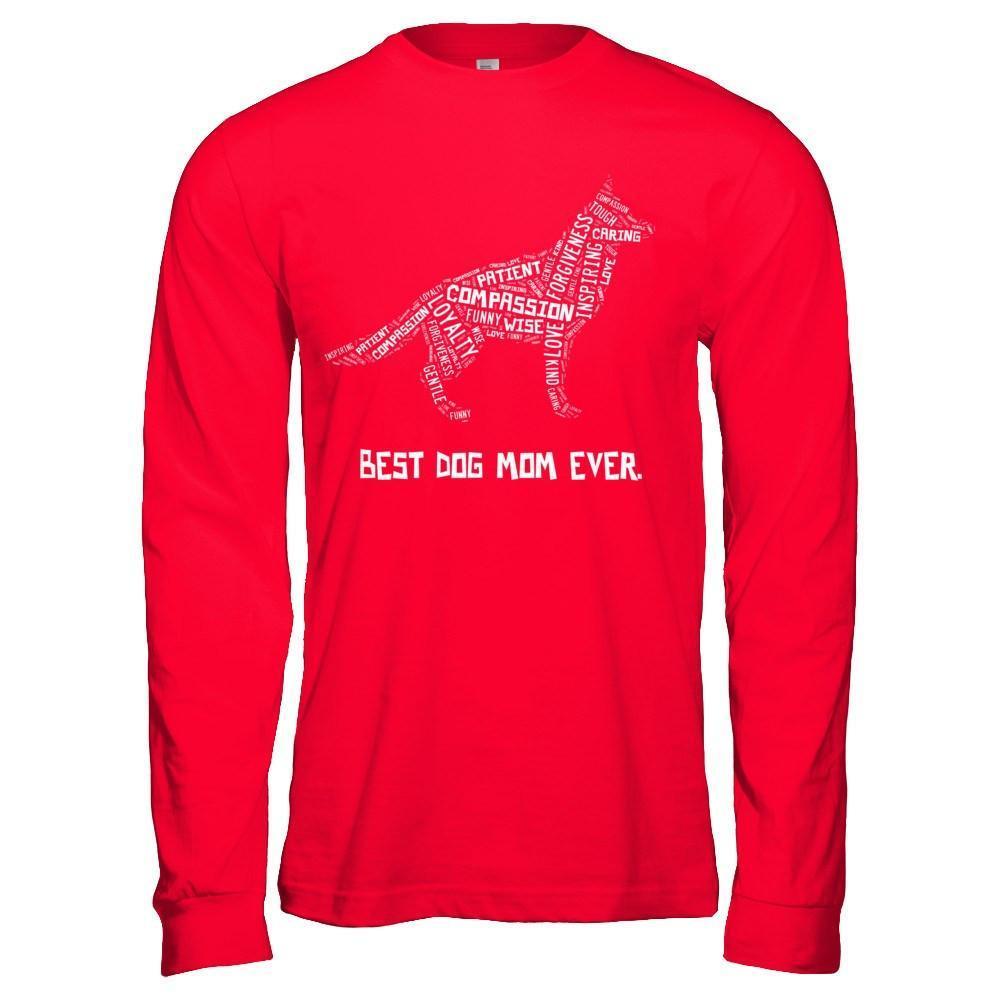Best Dog Mom Ever German Shepherd Lovers-T-Shirt & Hoodie-Long Sleeve T-Shirt-Red