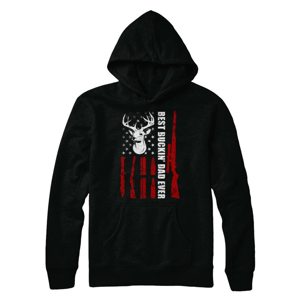 Best Buckin Dad Ever Deer Hunting Father's Day Gift-T-Shirt & Hoodie-Pullover Hoodie-Black