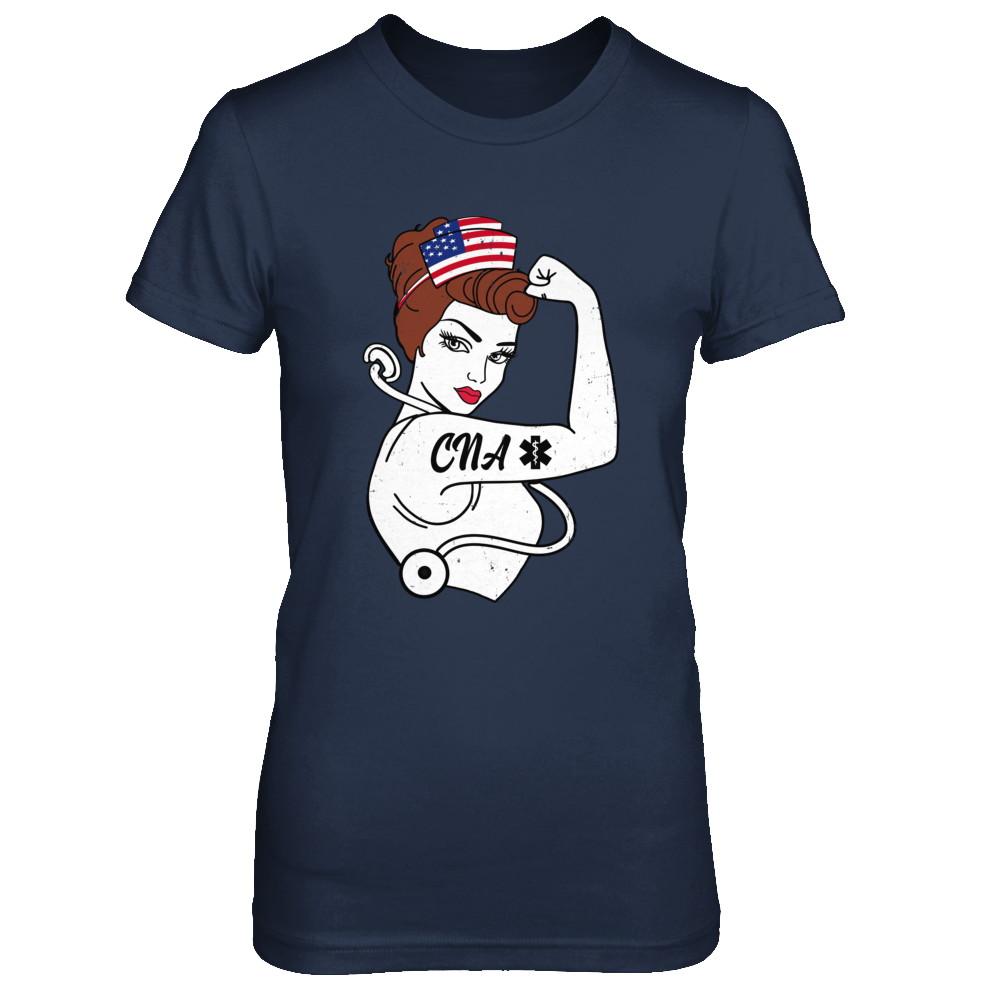 Nursing Strong Woman Cna Strong Nurse 4Th Of July-T-Shirt & Hoodie-Women's T-Shirt-Navy