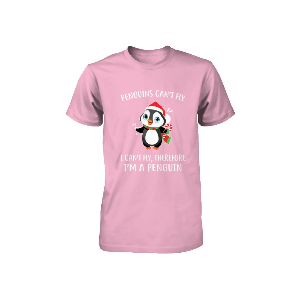 Funny Penguin I Can't Fly Christmas Gift Youth-Youth Shirt-Toddler T-Shirt-Pink