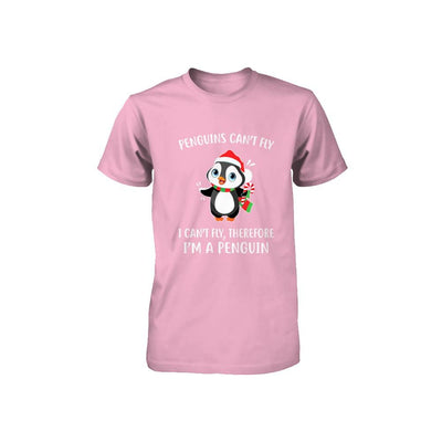 Funny Penguin I Can't Fly Christmas Gift Youth-Youth Shirt-Toddler T-Shirt-Pink