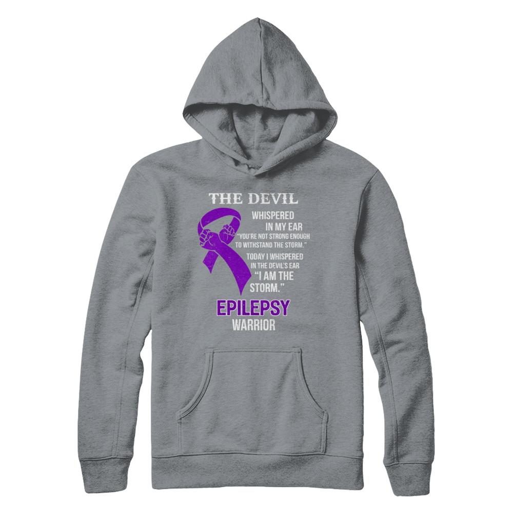 I Am The Storm Support Epilepsy Awareness Warrior Gift-T-Shirt & Hoodie-Pullover Hoodie-Light Steel
