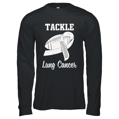Football Survivor Tackle Clear Lung Cancer Awareness-T-Shirt & Hoodie-Long Sleeve T-Shirt-Black