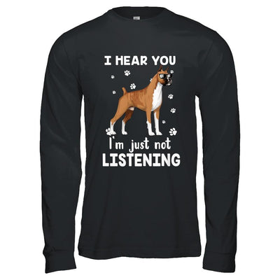I Hear You I'm Just Not Listening Funny Boxer-T-Shirt & Hoodie-Long Sleeve T-Shirt-Black