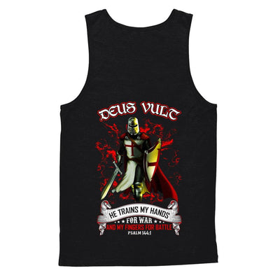 Knight Templar Deus Vult He Trains My Hands For War-T-Shirt & Hoodie-Unisex Tank-Black