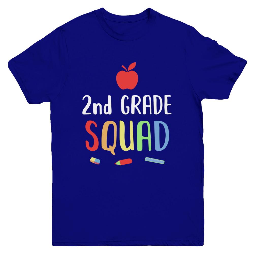 2nd Grade Squad Back To School Teacher Second Grade Youth-Youth Shirt-Youth T-Shirt-Navy