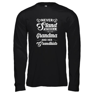 Never Stand Between A Grandma And Her Grandkids Mothers Day-T-Shirt & Tank Top-Long Sleeve T-Shirt-Black