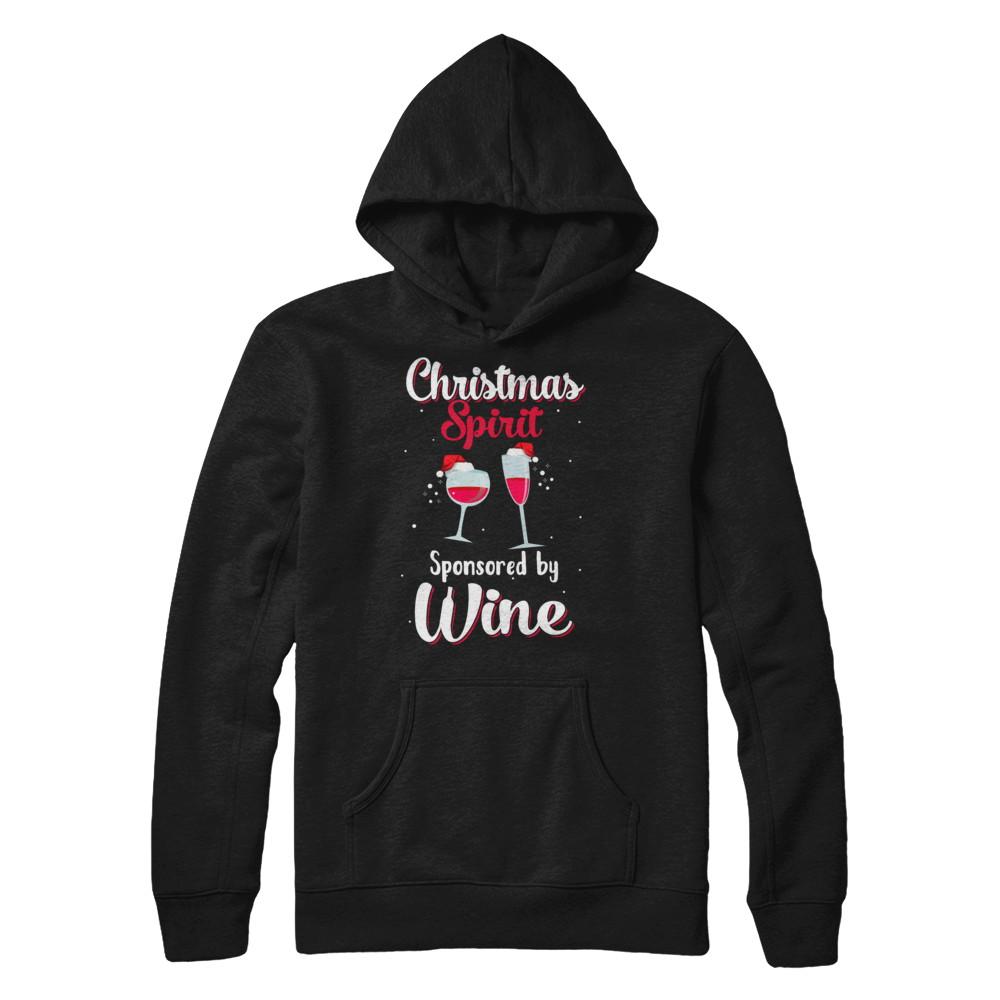 Holiday Party Christmas Spirit Sponsored By Wine-T-Shirt & Sweatshirt-Pullover Hoodie-Black