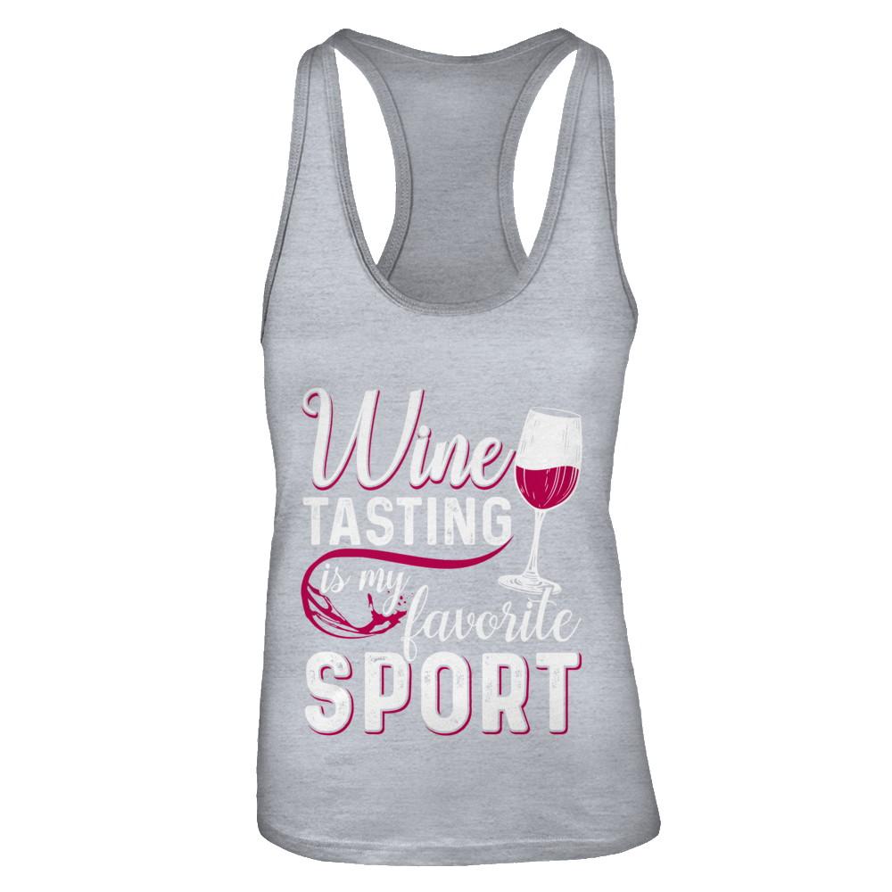 Wine Tasting Is My Favorite Sport-T-Shirt & Tank Top-Women's Ideal Racerback Tank-Heather Grey