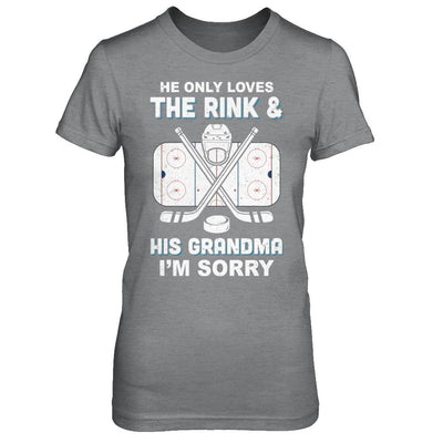He Only Loves The Rink And His Grandma Funny Grandma Hockey-T-Shirt & Hoodie-Women's T-Shirt-Sport Grey