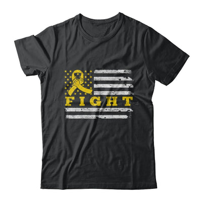 Fight Gold Yellow Ribbon US Flag Childhood Cancer Awareness-T-Shirt & Hoodie-Classic T-Shirt-Black