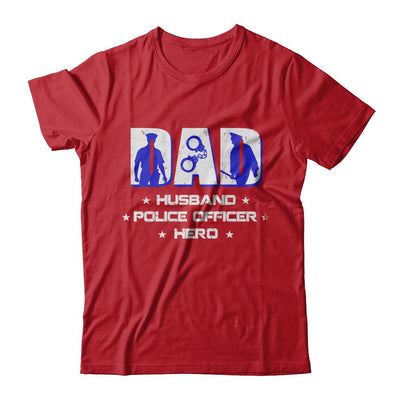 Dad Husband POLICE OFFICER Hero PoliceMan Fathers Day-T-Shirt & Hoodie-Classic T-Shirt-Red