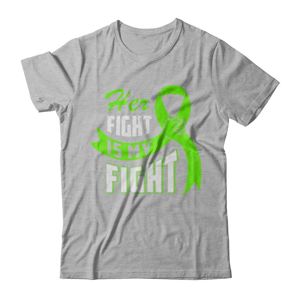 Her Fight is My Fight Liver Cancer Awareness Green Ribbon-T-Shirt & Hoodie-Premium T-Shirt-Heather Gray