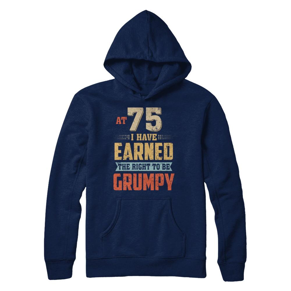 Vintage The Right To Be Grumpy 75th 1946 Birthday Gift-T-Shirt & Hoodie-Pullover Hoodie-Navy