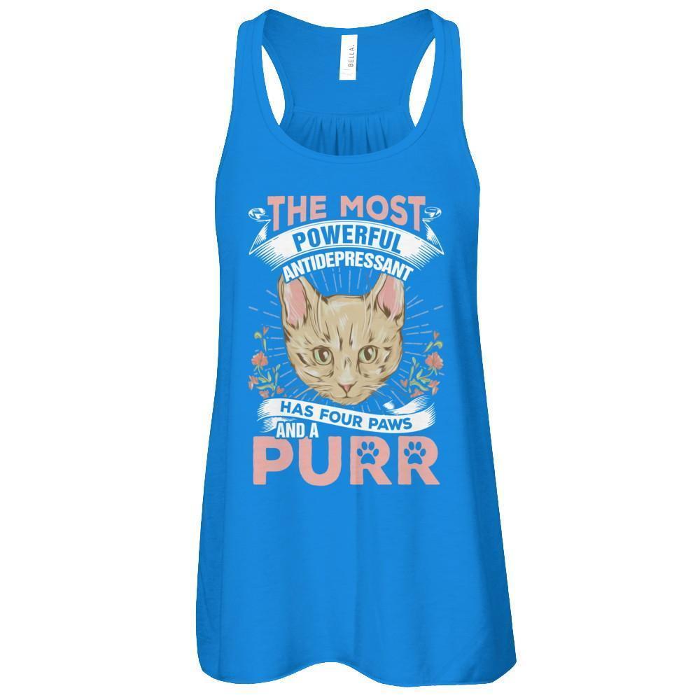 The Most Powerful Antidepressant Has Four Paws And A Purr-T-Shirt & Tank Top-Women's Flowy Racerback Tank-True Royal