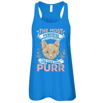 The Most Powerful Antidepressant Has Four Paws And A Purr-T-Shirt & Tank Top-Women's Flowy Racerback Tank-True Royal