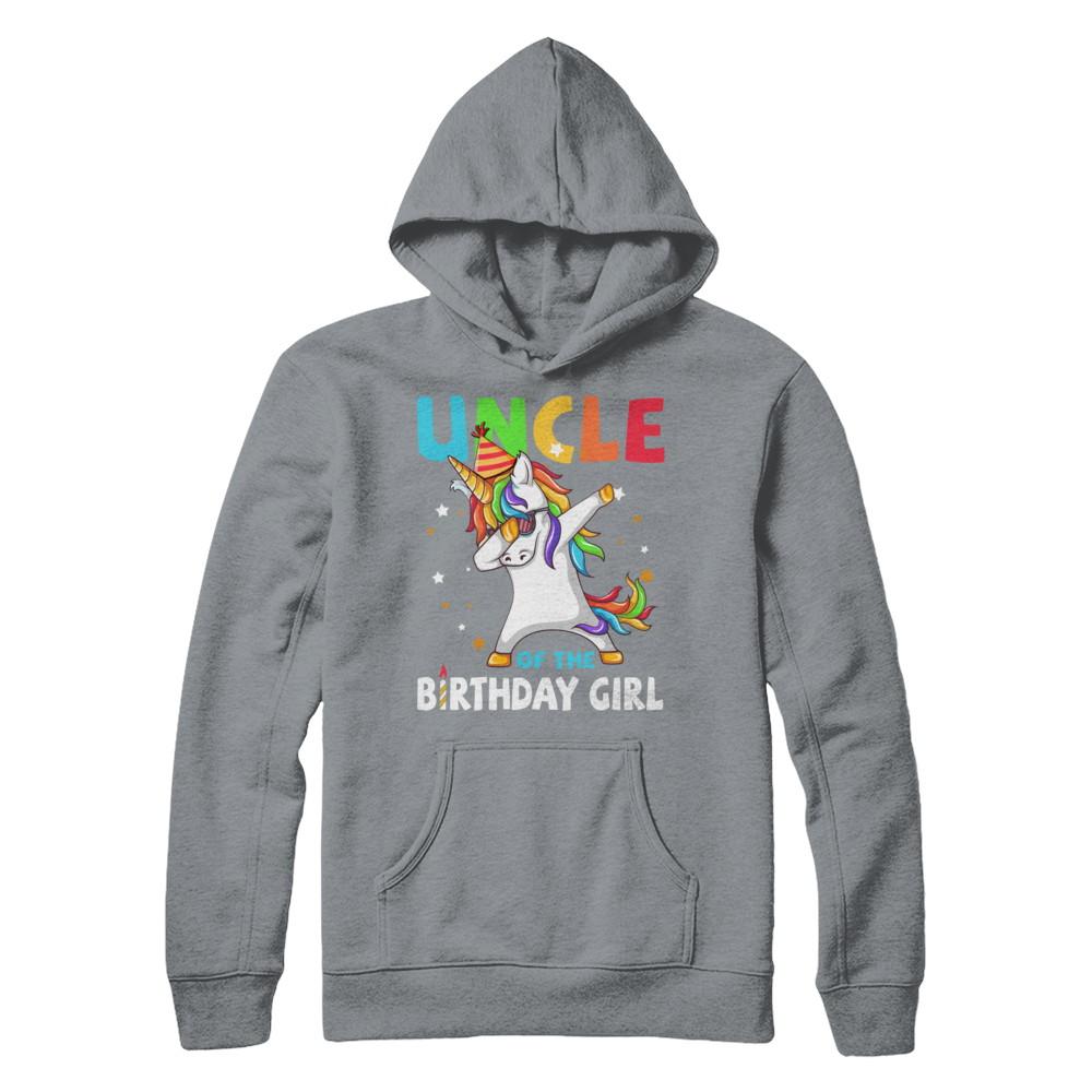 UNCLE Of The Birthday Girl Dabbing Unicorn Party-T-Shirt & Hoodie-Pullover Hoodie-Light Steel