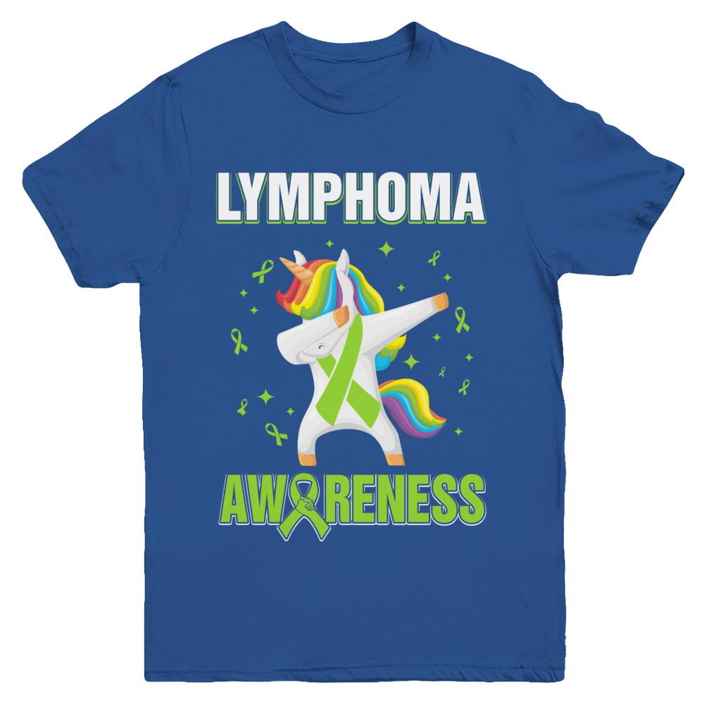 Inspirational Lymphoma Awareness Unicorn Support Youth-Youth Shirt-Youth T-Shirt-Royal
