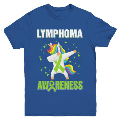 Inspirational Lymphoma Awareness Unicorn Support Youth-Youth Shirt-Youth T-Shirt-Royal