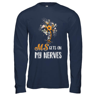 MS Gets On My Nerves Multiple Sclerosis Awareness-T-Shirt & Hoodie-Long Sleeve T-Shirt-Navy