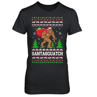 Funny Santasquatch Bigfoot Ugly Christmas Sweater Gift-T-Shirt & Sweatshirt-Women's T-Shirt-Black