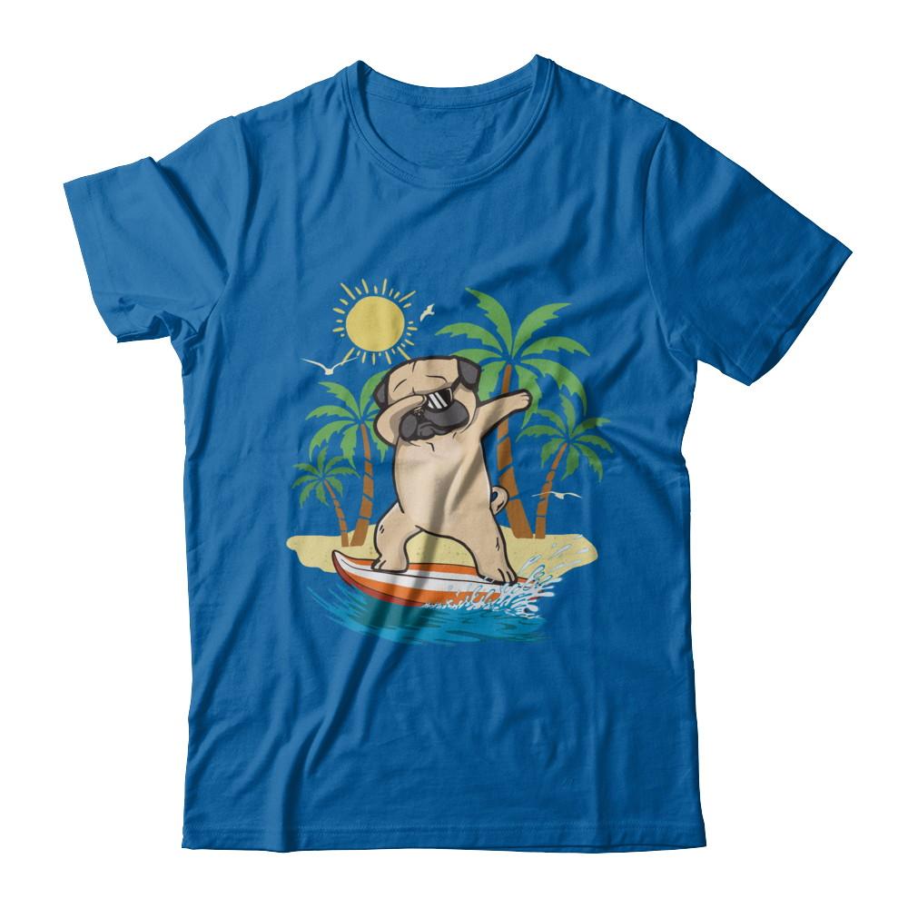 Summer Vacation Dabbing Pug Surfing Surfboard Gift-T-Shirt & Hoodie-Classic T-Shirt-Royal
