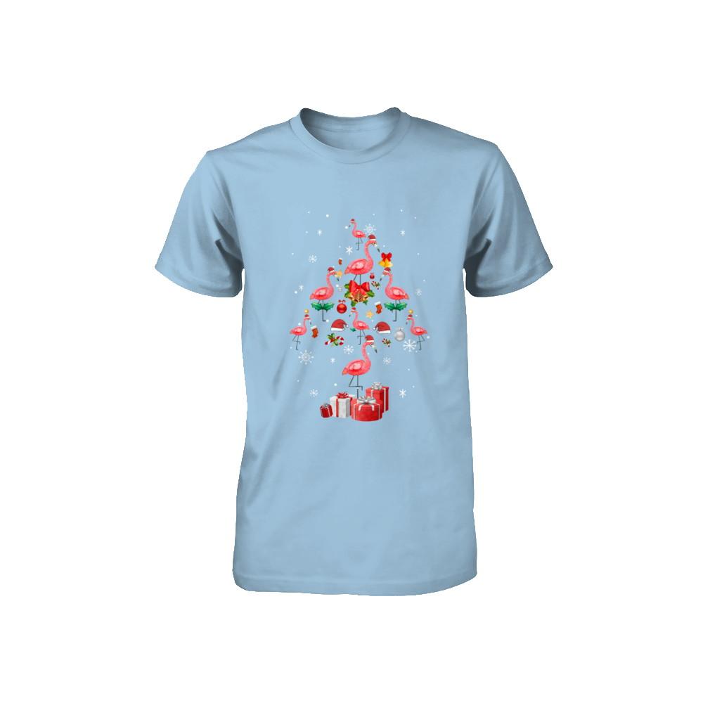 Santa Flamingo Christmas Tree Gift Youth-Youth Shirt-Toddler T-Shirt-Light Blue