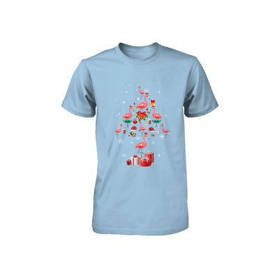 Santa Flamingo Christmas Tree Gift Youth-Youth Shirt-Toddler T-Shirt-Light Blue