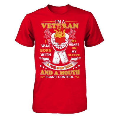 I'm A Veteran I Was Born With My Heart On My Sleeve-T-Shirt & Hoodie-Premium T-Shirt-Red