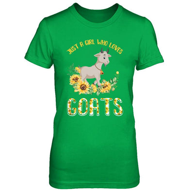 Just A Girl Who Loves Goats And Sunflowers-T-Shirt & Hoodie-Women's T-Shirt-Irish Green