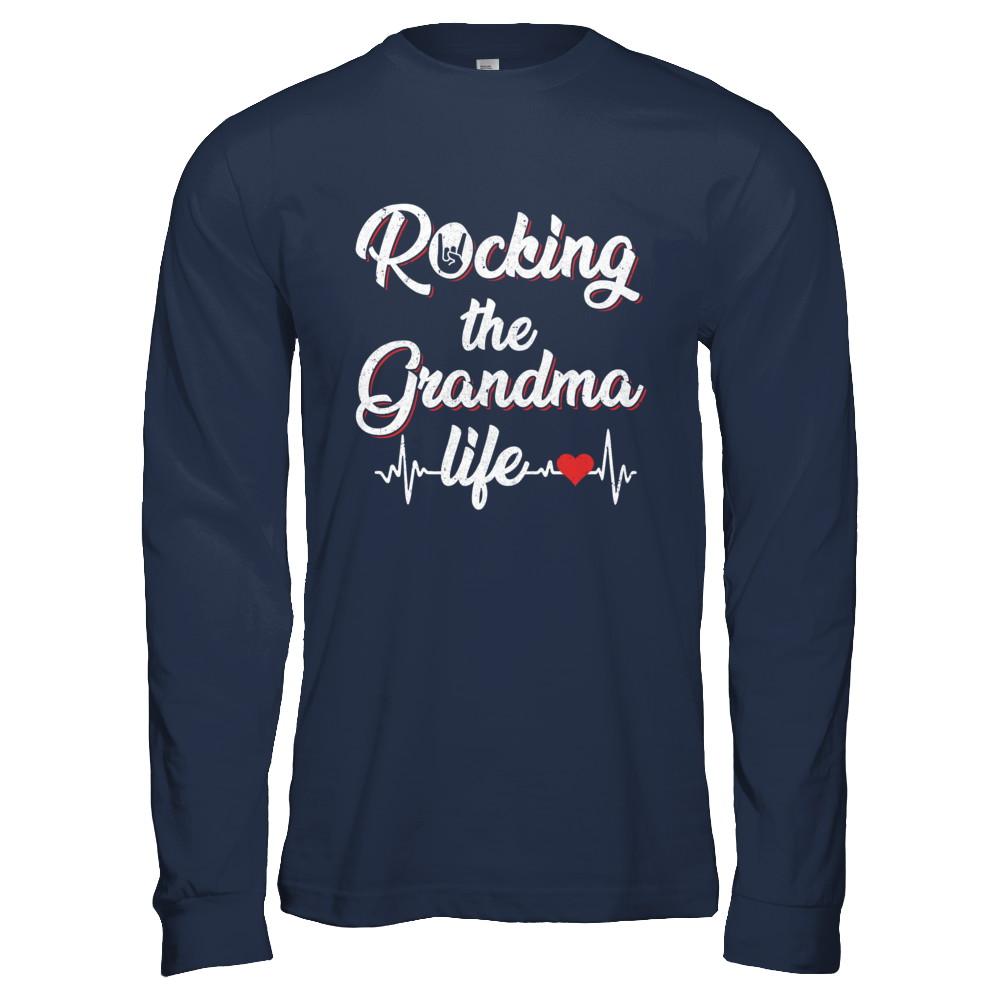 Rocking The Grandma Life Mothers Day Gifts-T-Shirt & Hoodie-Long Sleeve T-Shirt-Navy