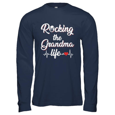Rocking The Grandma Life Mothers Day Gifts-T-Shirt & Hoodie-Long Sleeve T-Shirt-Navy