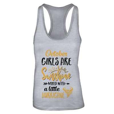 October Girls Sunshine Mixed With A Little Hurricane Birthday-T-Shirt & Tank Top-Women's Ideal Racerback Tank-Heather Grey