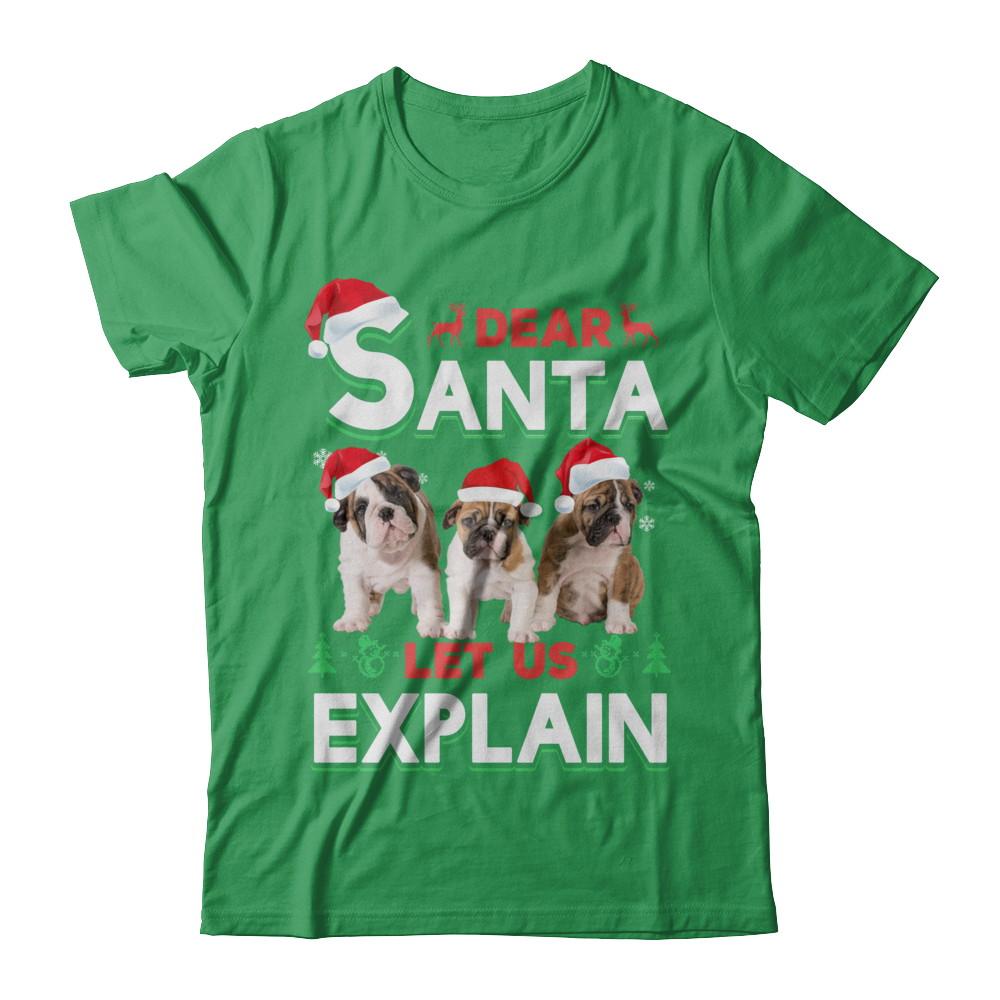 Dear Santa Funny Bulldogs Puppies Christmas Gift-T-Shirt & Hoodie-Premium T-Shirt-Kelly Green