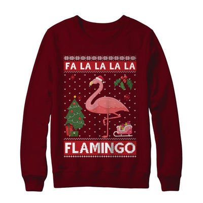 Cute Pink Flamingo Santa Hat Merry Christmas Sweater-T-Shirt & Sweatshirt-Crewneck Sweatshirt-Maroon