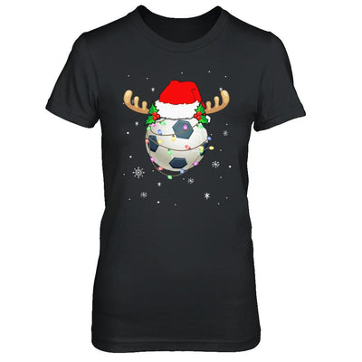 Santa Hat Soccer Reindeer Christmas Gifts-T-Shirt & Sweatshirt-Women's T-Shirt-Black