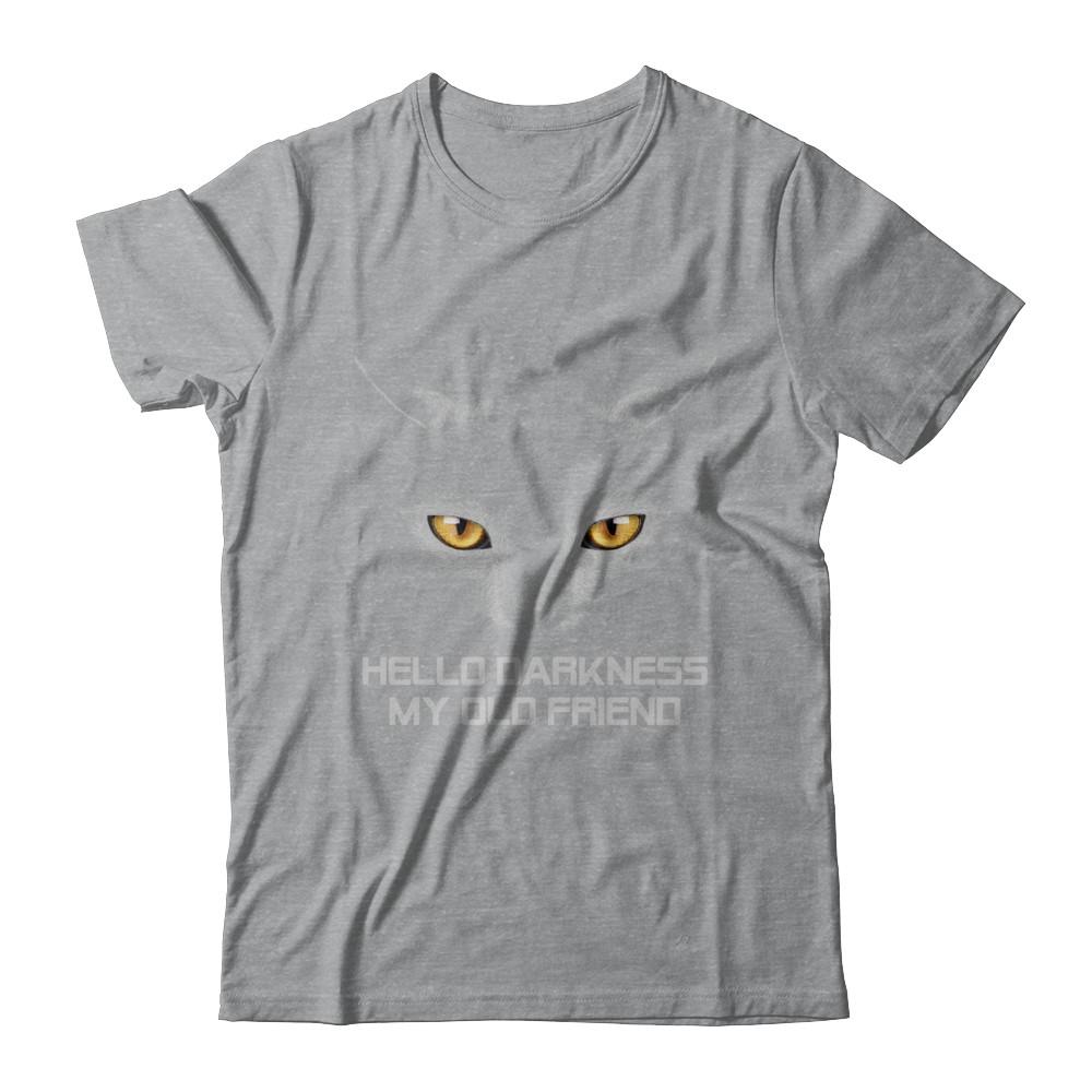Halloween Hello Darkness My Old Friend Black Cat-T-Shirt & Hoodie-Classic T-Shirt-Sport Grey