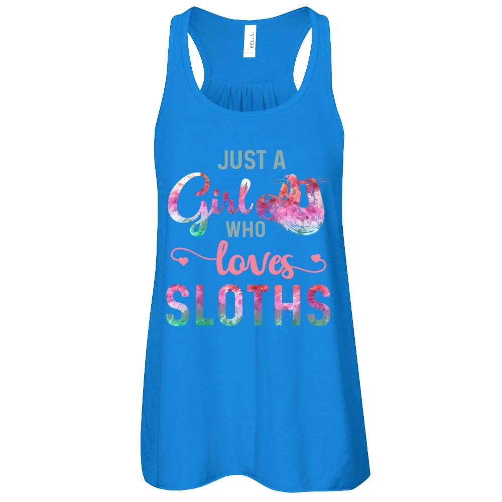 Just A Girl Who Loves Sloths Sloth Lover-T-Shirt & Tank Top-Women's Flowy Racerback Tank-True Royal