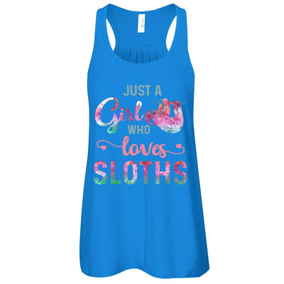 Just A Girl Who Loves Sloths Sloth Lover-T-Shirt & Tank Top-Women's Flowy Racerback Tank-True Royal