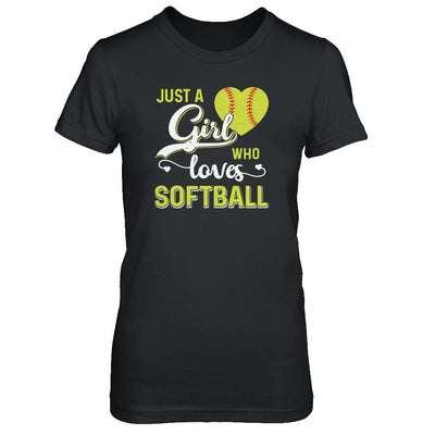 Just A Girl Who Loves Softball-T-Shirt & Tank Top-Women's T-Shirt-Black